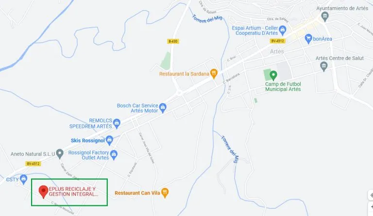 Mapa de situación de EPLUS en el polígono industrial Santa María de Artés